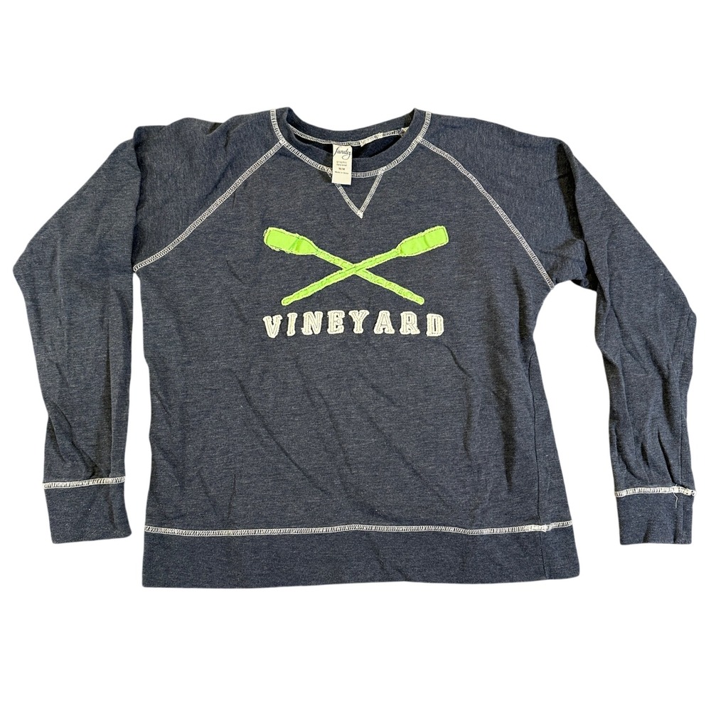 Fundy Vineyard Rowing Oars Sweatshirt Navy Blue Raglan Contrast Stitch Medium